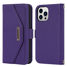 Coque Portefeuille Livre Cuir Etui Clapet D07T pour Apple iPhone 15 Pro Violet