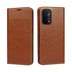 Coque Portefeuille Livre Cuir Etui Clapet D07T pour Oppo A74 5G Brun Clair