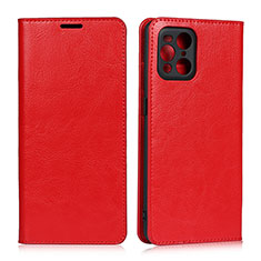 Coque Portefeuille Livre Cuir Etui Clapet D07T pour Oppo Find X3 5G Rouge