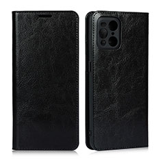 Coque Portefeuille Livre Cuir Etui Clapet D07T pour Oppo Find X3 Pro 5G Noir