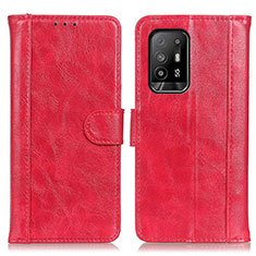 Coque Portefeuille Livre Cuir Etui Clapet D07Y pour Oppo A95 5G Rouge