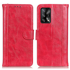 Coque Portefeuille Livre Cuir Etui Clapet D07Y pour Oppo F19 Rouge