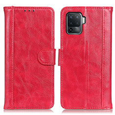 Coque Portefeuille Livre Cuir Etui Clapet D07Y pour Oppo Reno5 F Rouge