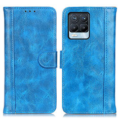 Coque Portefeuille Livre Cuir Etui Clapet D07Y pour Realme 8 4G Bleu Ciel