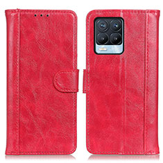 Coque Portefeuille Livre Cuir Etui Clapet D07Y pour Realme 8 4G Rouge