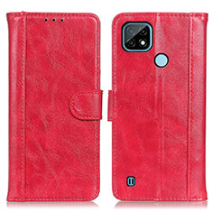 Coque Portefeuille Livre Cuir Etui Clapet D07Y pour Realme C21 Rouge