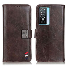 Coque Portefeuille Livre Cuir Etui Clapet D07Y pour Vivo Y76s 5G Marron