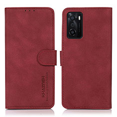 Coque Portefeuille Livre Cuir Etui Clapet D08Y pour Oppo A55S 5G Rouge