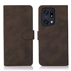 Coque Portefeuille Livre Cuir Etui Clapet D08Y pour Oppo Find X5 Pro 5G Marron