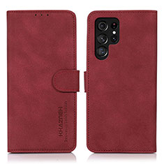 Coque Portefeuille Livre Cuir Etui Clapet D08Y pour Samsung Galaxy S23 Ultra 5G Rouge