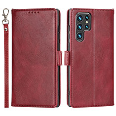 Coque Portefeuille Livre Cuir Etui Clapet D09T pour Samsung Galaxy S21 Ultra 5G Rouge