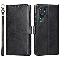 Coque Portefeuille Livre Cuir Etui Clapet D09T pour Samsung Galaxy S23 Ultra 5G Noir