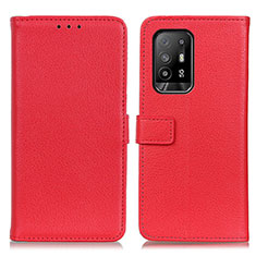 Coque Portefeuille Livre Cuir Etui Clapet D09Y pour Oppo F19 Pro+ Plus 5G Rouge