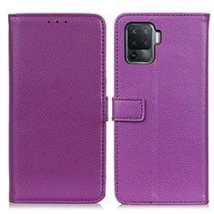 Coque Portefeuille Livre Cuir Etui Clapet D09Y pour Oppo F19 Pro Violet