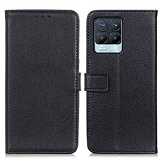 Coque Portefeuille Livre Cuir Etui Clapet D09Y pour Realme 8 Pro Noir