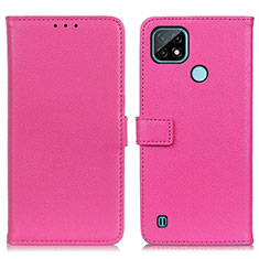 Coque Portefeuille Livre Cuir Etui Clapet D09Y pour Realme C21 Rose Rouge