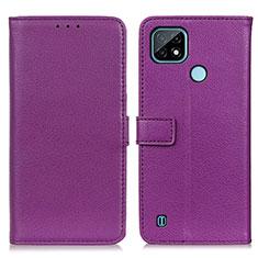 Coque Portefeuille Livre Cuir Etui Clapet D09Y pour Realme C21 Violet