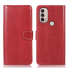 Coque Portefeuille Livre Cuir Etui Clapet D10Y pour Motorola Moto E20 Rouge