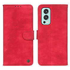 Coque Portefeuille Livre Cuir Etui Clapet D10Y pour OnePlus Nord 2 5G Rouge