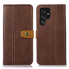 Coque Portefeuille Livre Cuir Etui Clapet D11T pour Samsung Galaxy S21 Ultra 5G Marron