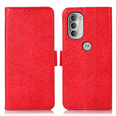 Coque Portefeuille Livre Cuir Etui Clapet D11Y pour Motorola Moto G51 5G Rouge