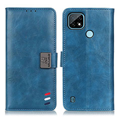 Coque Portefeuille Livre Cuir Etui Clapet D11Y pour Realme C21 Bleu