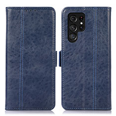 Coque Portefeuille Livre Cuir Etui Clapet D11Y pour Samsung Galaxy S23 Ultra 5G Bleu