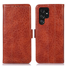 Coque Portefeuille Livre Cuir Etui Clapet D11Y pour Samsung Galaxy S23 Ultra 5G Marron