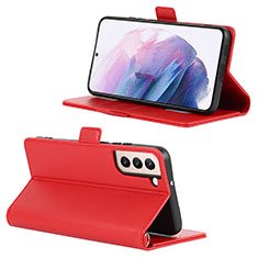 Coque Portefeuille Livre Cuir Etui Clapet D12T pour Samsung Galaxy S21 Plus 5G Rouge