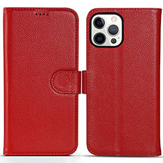 Coque Portefeuille Livre Cuir Etui Clapet DL1 pour Apple iPhone 13 Pro Max Rose Rouge