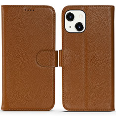 Coque Portefeuille Livre Cuir Etui Clapet DL1 pour Apple iPhone 14 Brun Clair