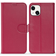 Coque Portefeuille Livre Cuir Etui Clapet DL1 pour Apple iPhone 15 Plus Rose Rouge