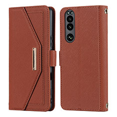 Coque Portefeuille Livre Cuir Etui Clapet DT1 pour Sony Xperia 5 III Marron