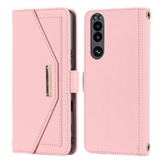 Coque Portefeuille Livre Cuir Etui Clapet DT1 pour Sony Xperia 5 III Rose