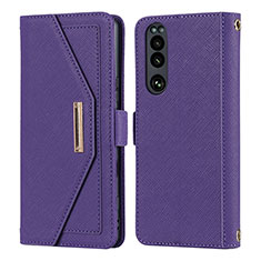 Coque Portefeuille Livre Cuir Etui Clapet DT1 pour Sony Xperia 5 III SO-53B Violet