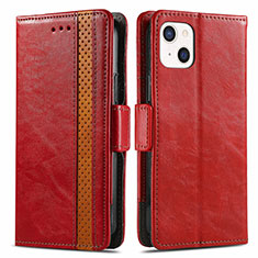 Coque Portefeuille Livre Cuir Etui Clapet F03 pour Apple iPhone 15 Plus Rouge