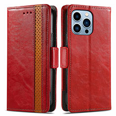 Coque Portefeuille Livre Cuir Etui Clapet F03 pour Apple iPhone 15 Pro Rouge