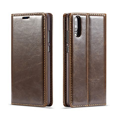 Coque Portefeuille Livre Cuir Etui Clapet G01 pour Huawei P20 Marron