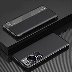 Coque Portefeuille Livre Cuir Etui Clapet GS1 pour Huawei P60 Noir