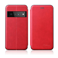 Coque Portefeuille Livre Cuir Etui Clapet H01D pour Google Pixel 6 Pro 5G Rouge