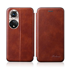 Coque Portefeuille Livre Cuir Etui Clapet H01D pour Huawei Honor 50 5G Marron