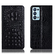 Coque Portefeuille Livre Cuir Etui Clapet H01P pour Oppo Reno6 Pro+ Plus 5G Noir