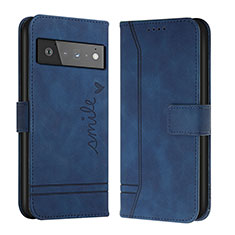 Coque Portefeuille Livre Cuir Etui Clapet H01X pour Google Pixel 6 5G Bleu