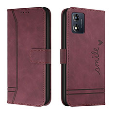 Coque Portefeuille Livre Cuir Etui Clapet H01X pour Motorola Moto E13 Rouge