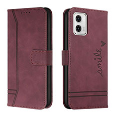 Coque Portefeuille Livre Cuir Etui Clapet H01X pour Motorola Moto G73 5G Rouge