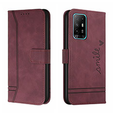 Coque Portefeuille Livre Cuir Etui Clapet H01X pour Oppo A94 5G Rouge