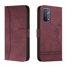 Coque Portefeuille Livre Cuir Etui Clapet H01X pour Oppo A95 4G Rouge