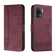 Coque Portefeuille Livre Cuir Etui Clapet H01X pour Oppo Reno5 F Rouge