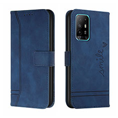 Coque Portefeuille Livre Cuir Etui Clapet H01X pour Oppo Reno5 Z 5G Bleu