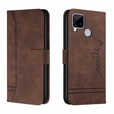 Coque Portefeuille Livre Cuir Etui Clapet H01X pour Realme C12 Marron